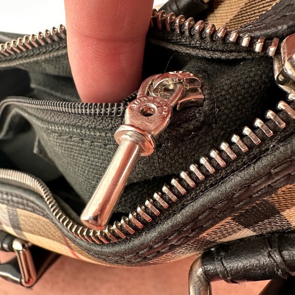 Vintage Y2K Burberry Chester House Check Coated Canvas Bowling Bag Satchel FLAWS - Picture 5 of 13